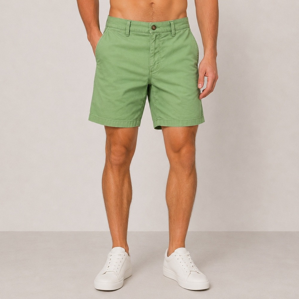 Duck Head Mens O'Connell Chino Shorts Green Cotton Twill Size 38 Flat Front